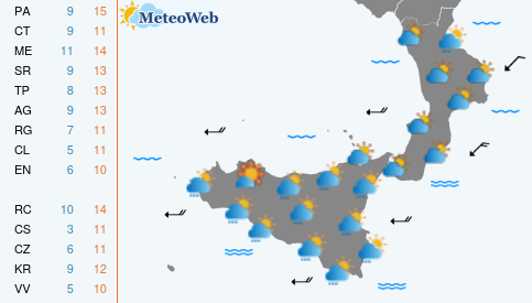 Previsioni  Meteo Giovedi 16 Gennaio