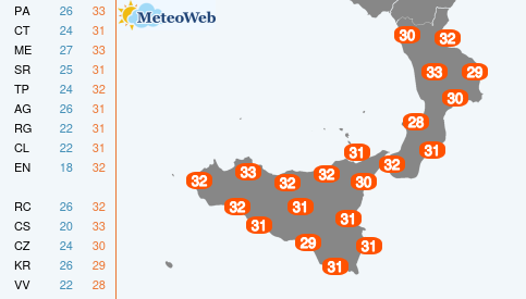 Mercoledi 19 Agosto Temperature Massime Mercoledi 19 Agosto