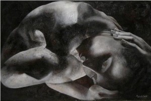 Saccà Margherita, Gea, 2010, olio e sabbia su tela, 80x120 cm Saccà