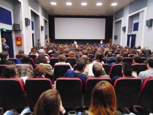 Il pubblico di studenti all'ex Sala Visconti