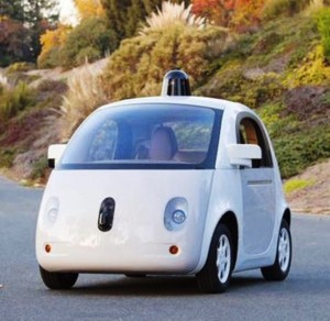 epa04538510 An undated handout picture released by Google on 23 December 2014 shows an apparently fully functioning prototype of a self-driving car taking a spin on the Google test track in Northern California, USA. Google unveiled its first 'fully functional' self-driving car on 22 December 2014, the company said. 'Today we're unwrapping the best holiday gift we could've imagined: the first real build of our self-driving vehicle prototype,' the statement on the company's Google Plus social media site said. Google announced in May 2014 it would develop its own self-driving vehicles, which would use an array of sensors and computers to navigate streets without a driver at the controls.  EPA/Google BEST AVAILABLE QUALITY HANDOUT EDITORIAL USE ONLY/NO SALES