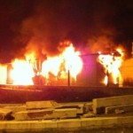 incendio container notte