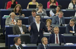 Alexis Tsipras al Parlamento Europeo - foto LaPresse