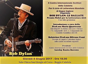 Foto manifesto Bob Dylan - 8 giugno 2017