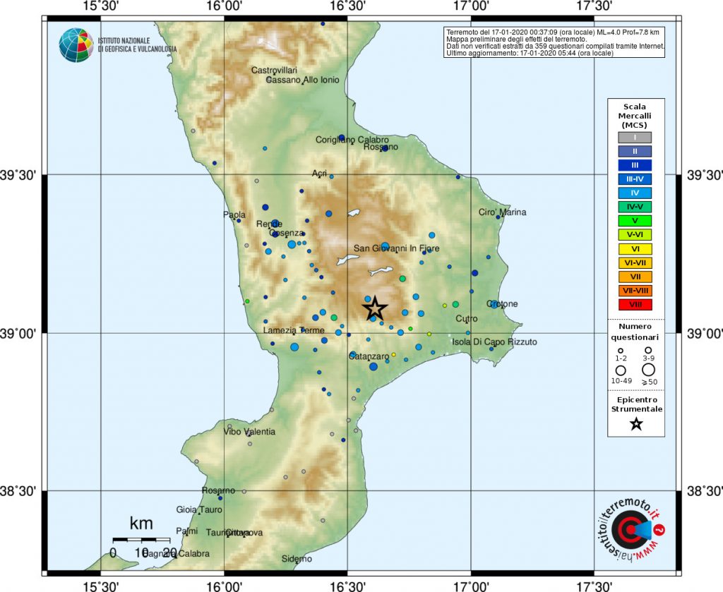 terremoto oggi calabria albi rende cosenza catanzaro lamezia terme