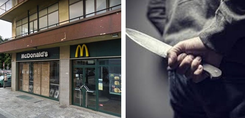 uomo con coltello al mcdonald di reggio calabria