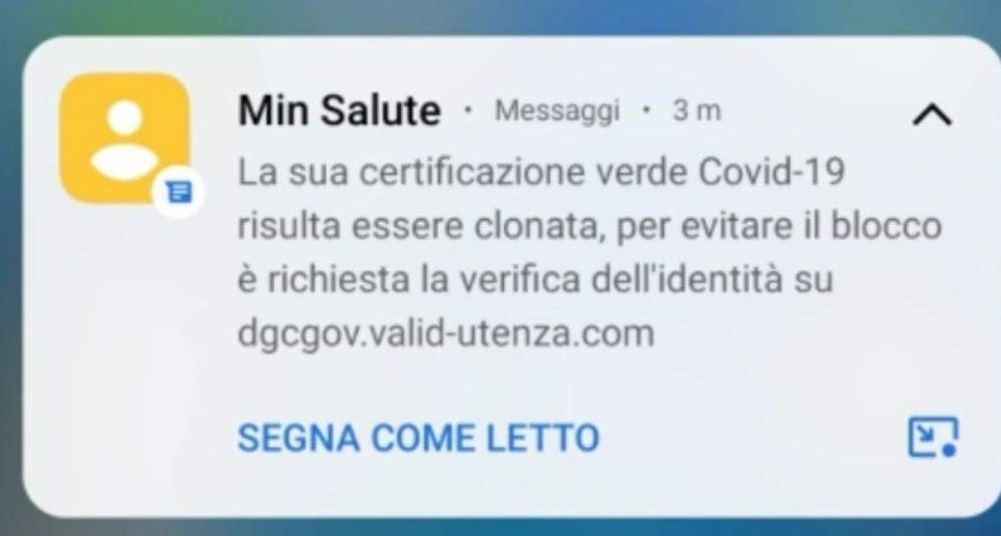 sms truffa green pass clonato