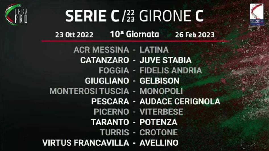 Serie C girone C 10ª giornata