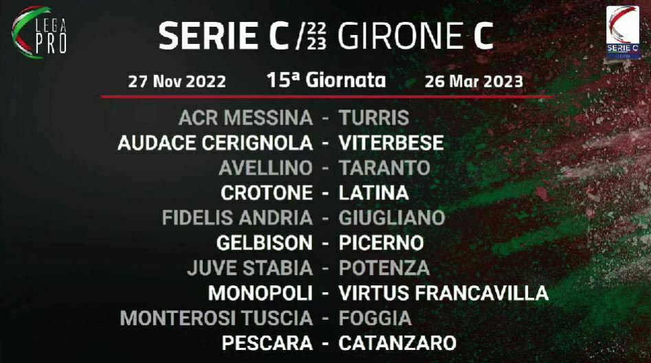 Serie C girone C 15ª giornata