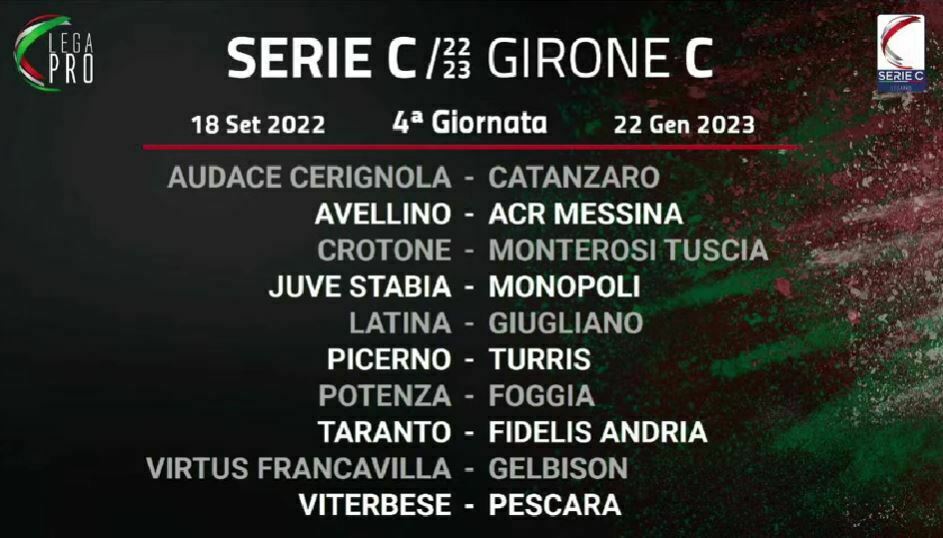 Serie C girone C 4ª giornata