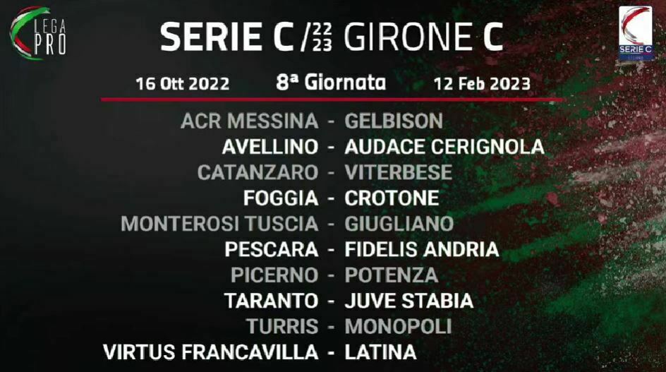 Serie C girone C 8ª giornata