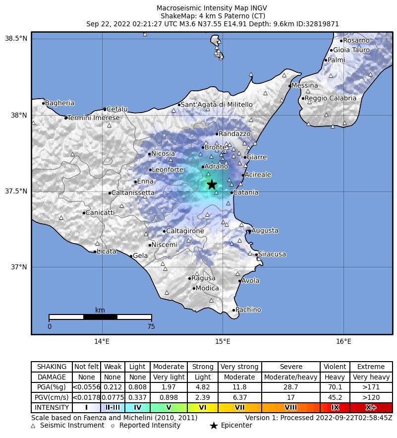 terremoto oggi catania