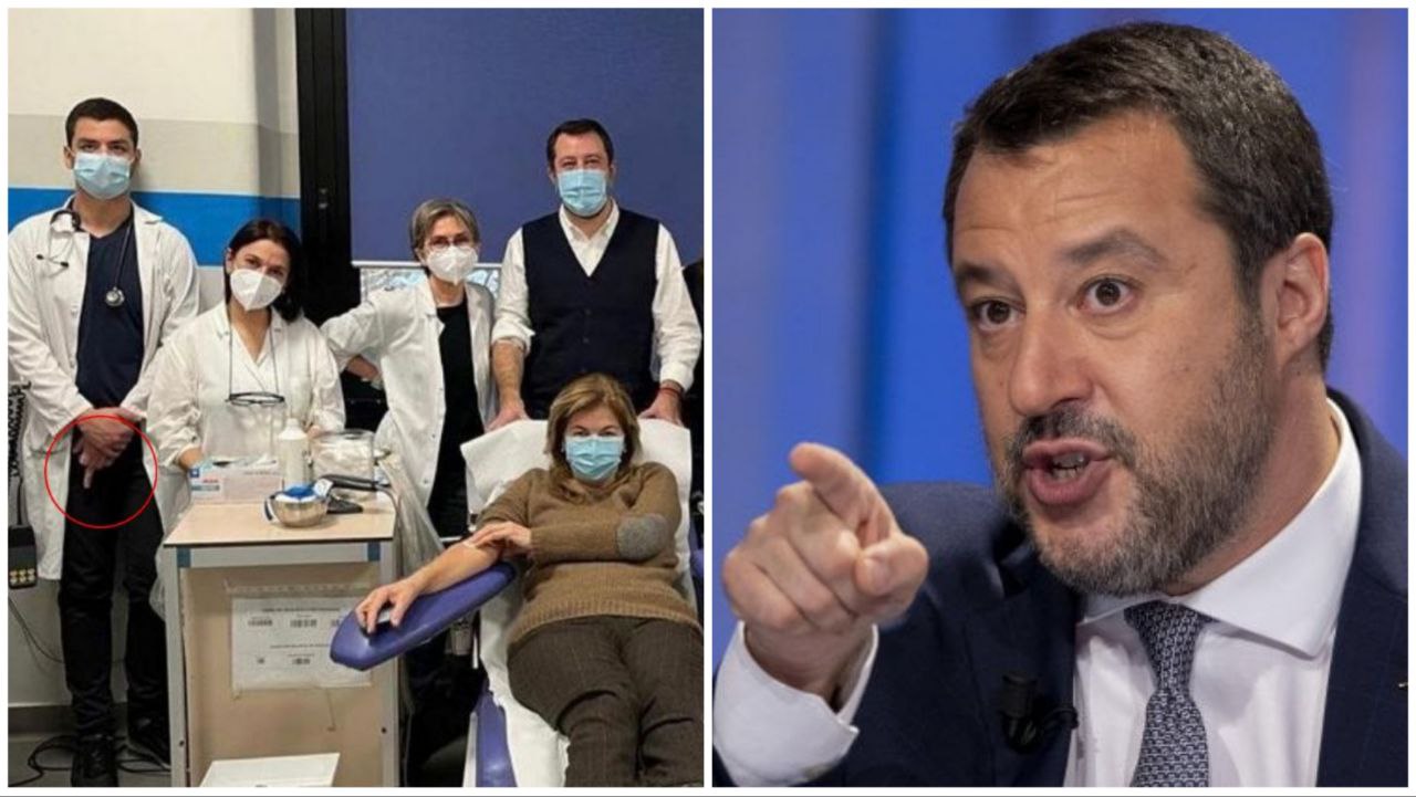 Matteo Salvini infermiere dito medio