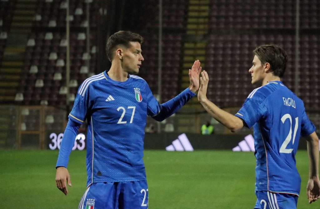 Italia-Ucraina al Granillo esultanza Pierozzi gol Colombo
