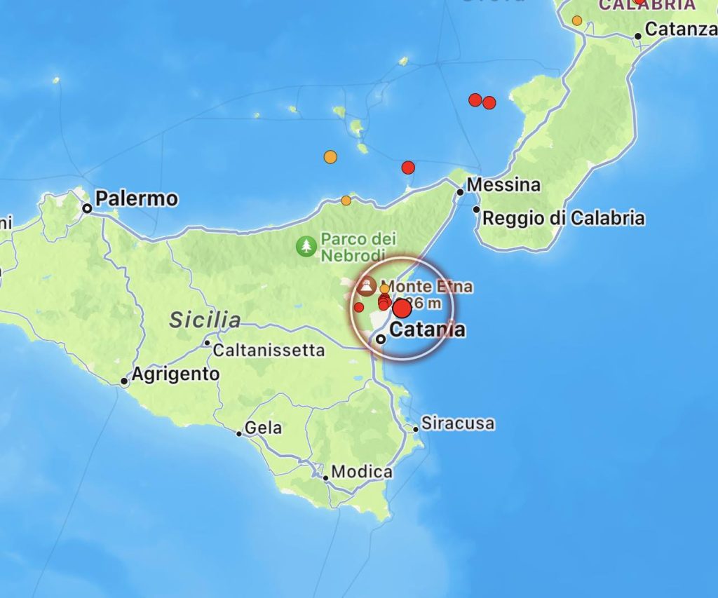 terremoto etna notte