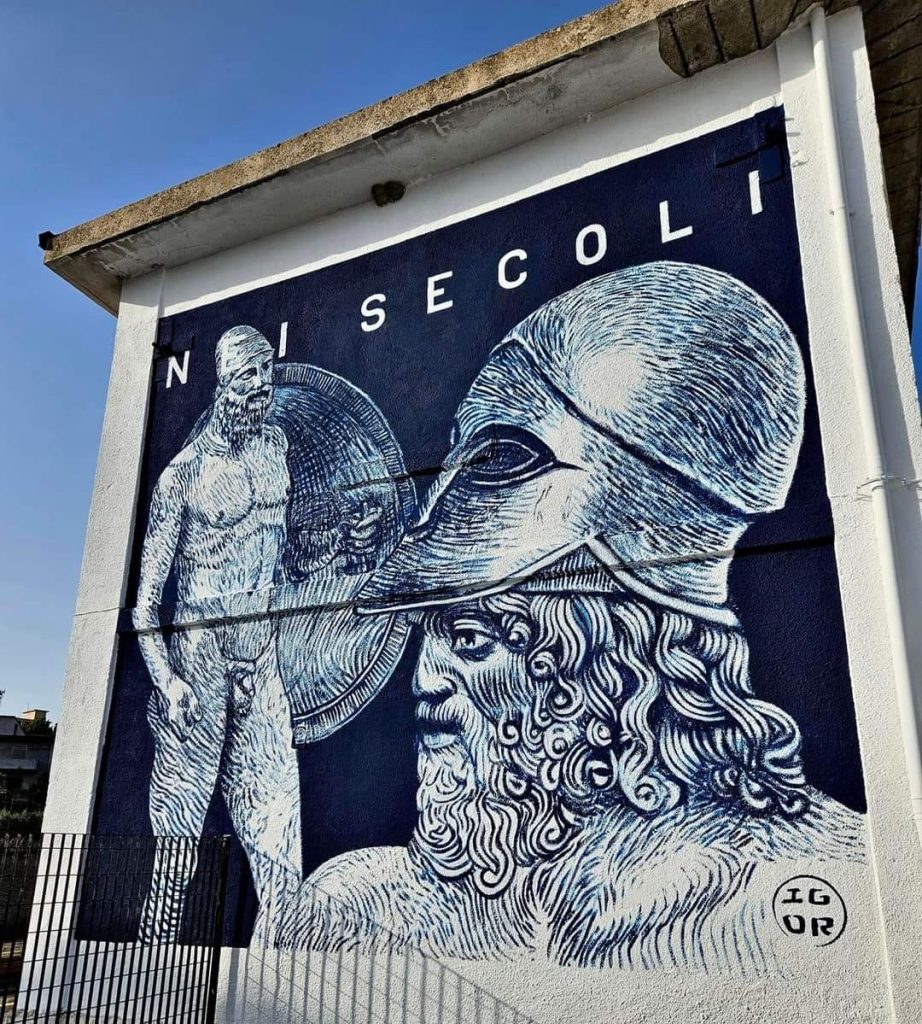 murales bronzi di riace a riace