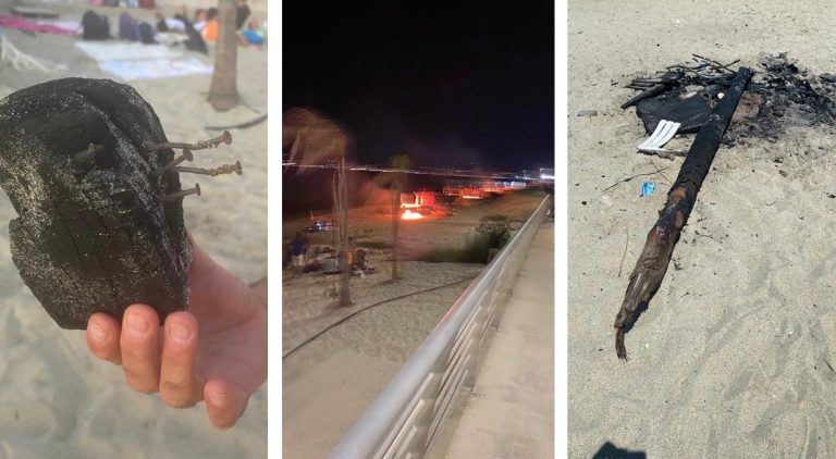 Spiaggia di Gallico tra legna, chiodi e sporcizia per i falò di Ferragosto