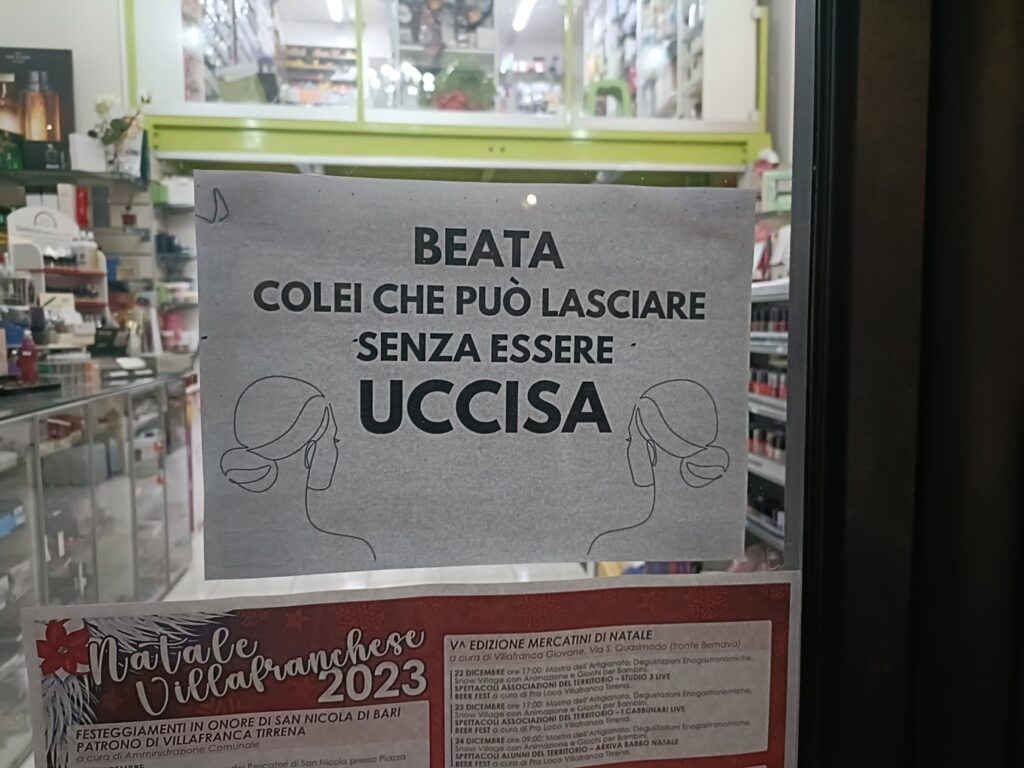 Manifesti Villafranca Tirrena Giornata violenza sulle donne