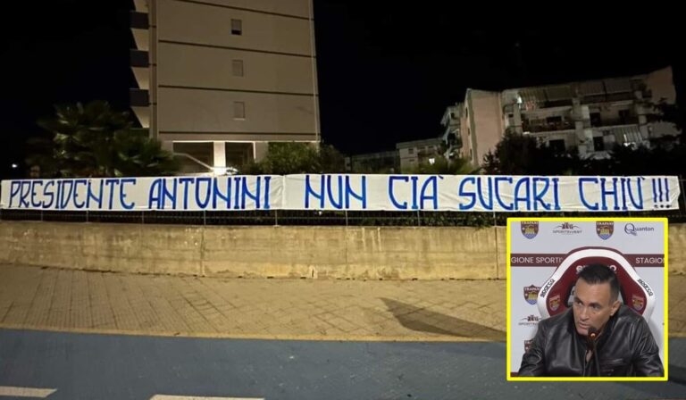 Striscione contro Presidente Trapani Antonini