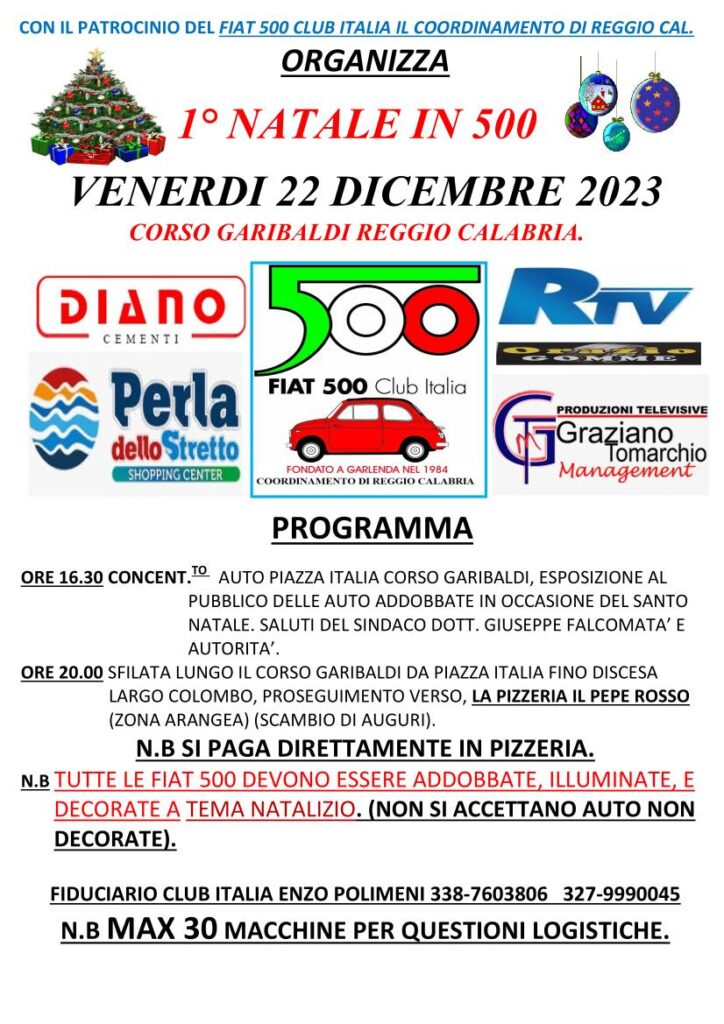 fiat 500 sfilata natale