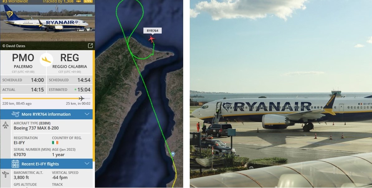 Ryanair a Reggio Calabria, record! È stato il volo più visto al mondo