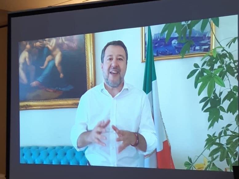 Salvini da remoto a convegno Ponte sullo Stretto a Messina