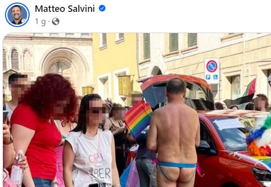 Post Salvini uomo nudo al Pride