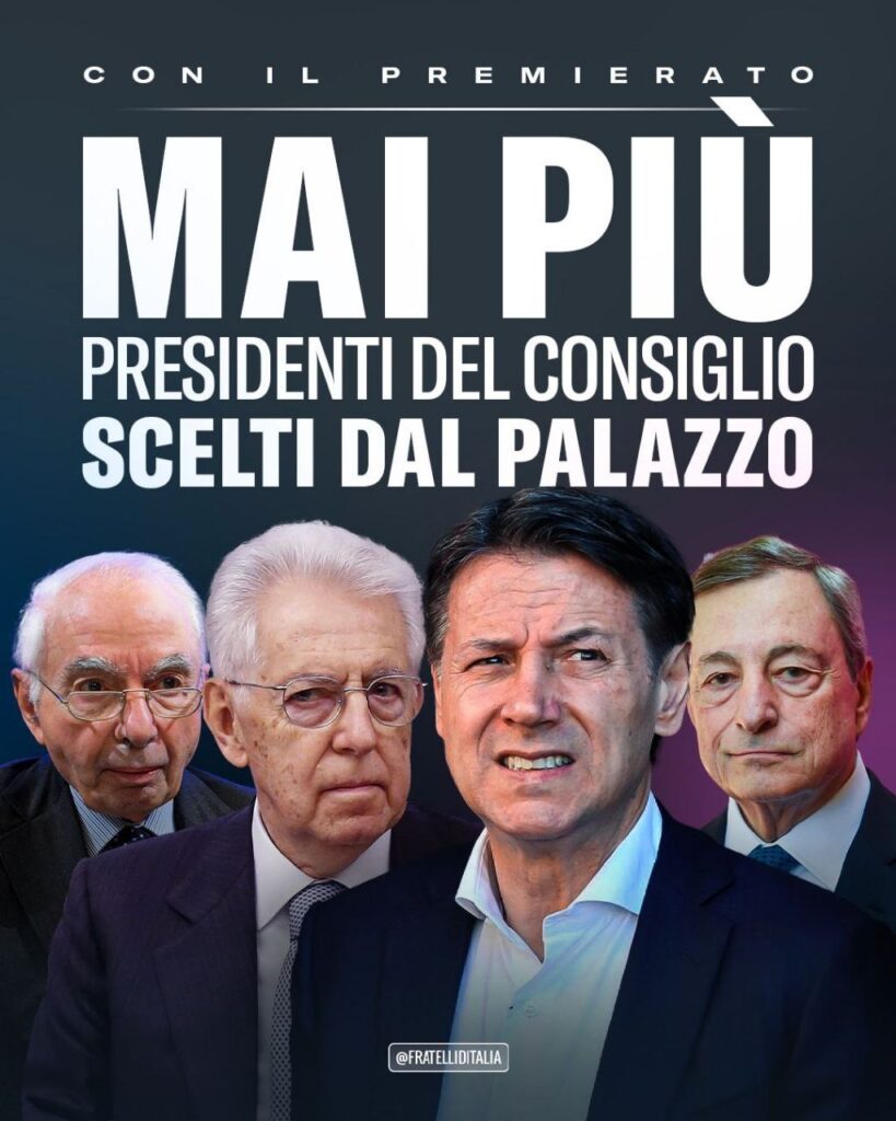 Premierato Monti Conte Draghi