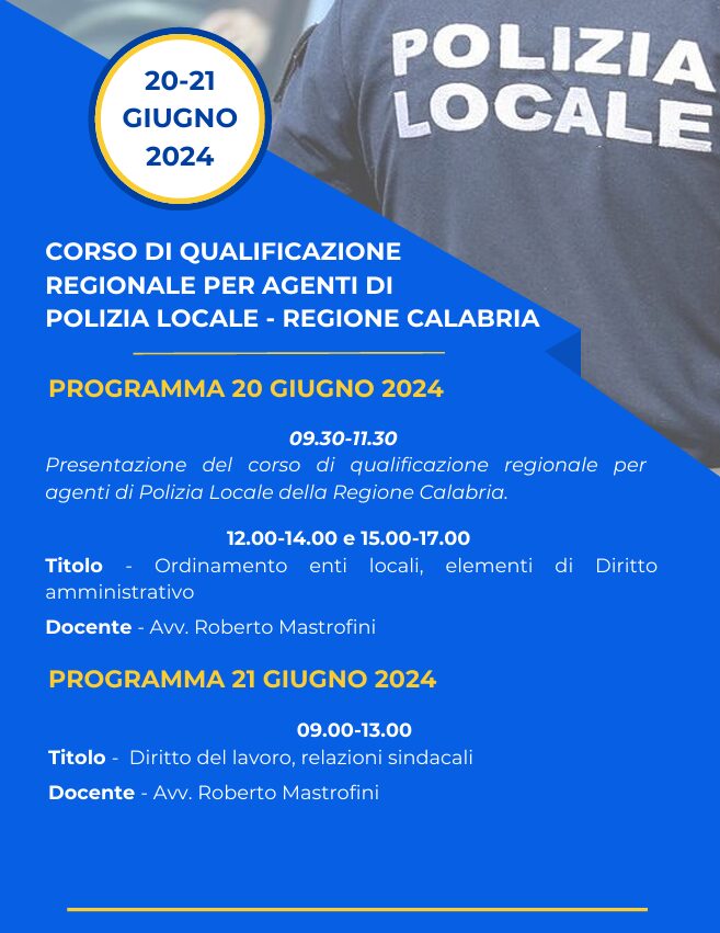 locandina corso polizia locale