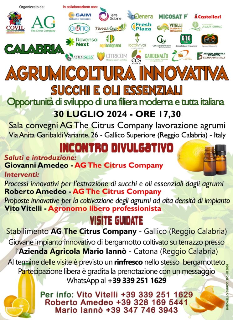 Agrumicoltura innovativa, succhi e olio essenziali