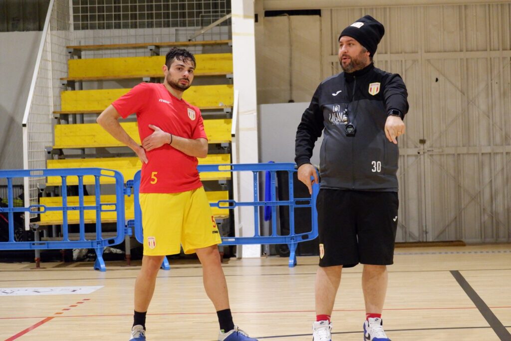 Antonino D'Angelo con il mister Salvatore Battiato (MESSINA FUTSAL)