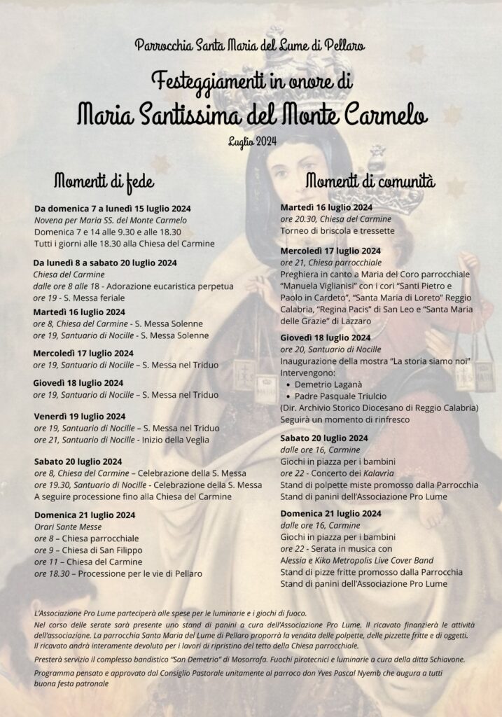 Programma festa Madonna Pellaro