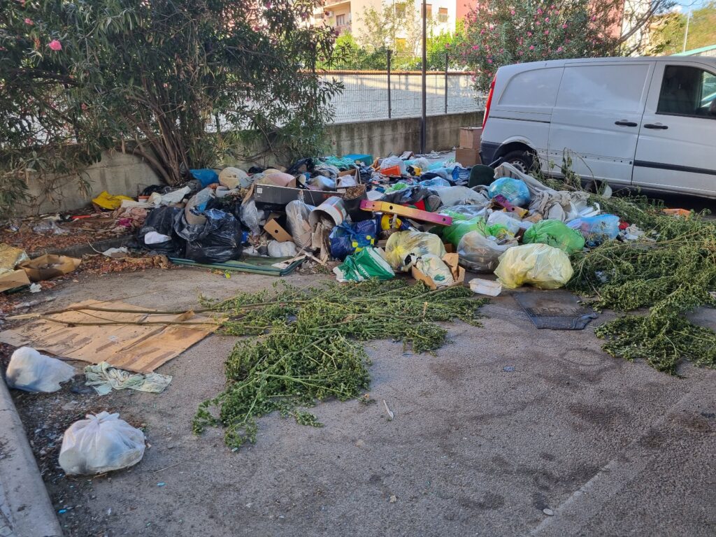 Parcheggio sotto viadotto cardinale portanova con rifiuti e auto abbandonate