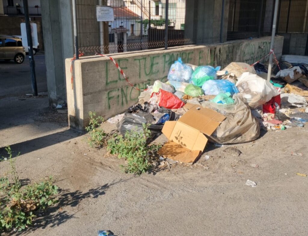 Parcheggio sotto viadotto cardinale portanova con rifiuti e auto abbandonate