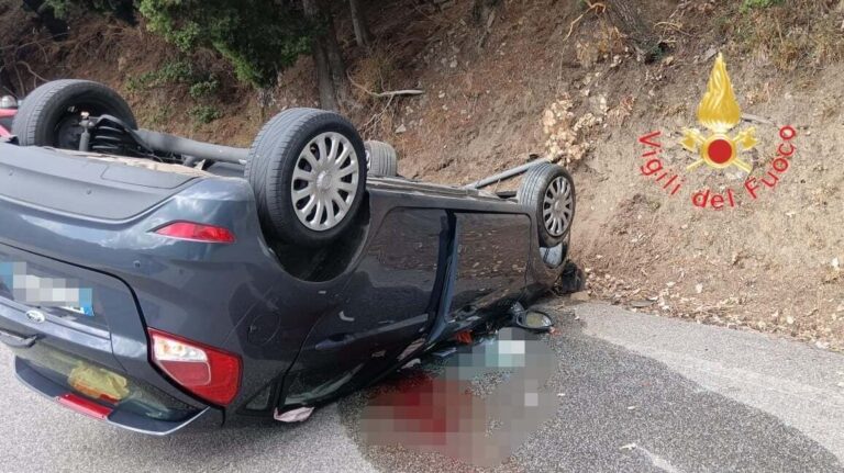 auto ribaltata incidente sila vigili del fuoco