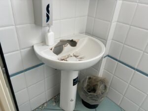 Bagno danneggiato scuola Scopelliti