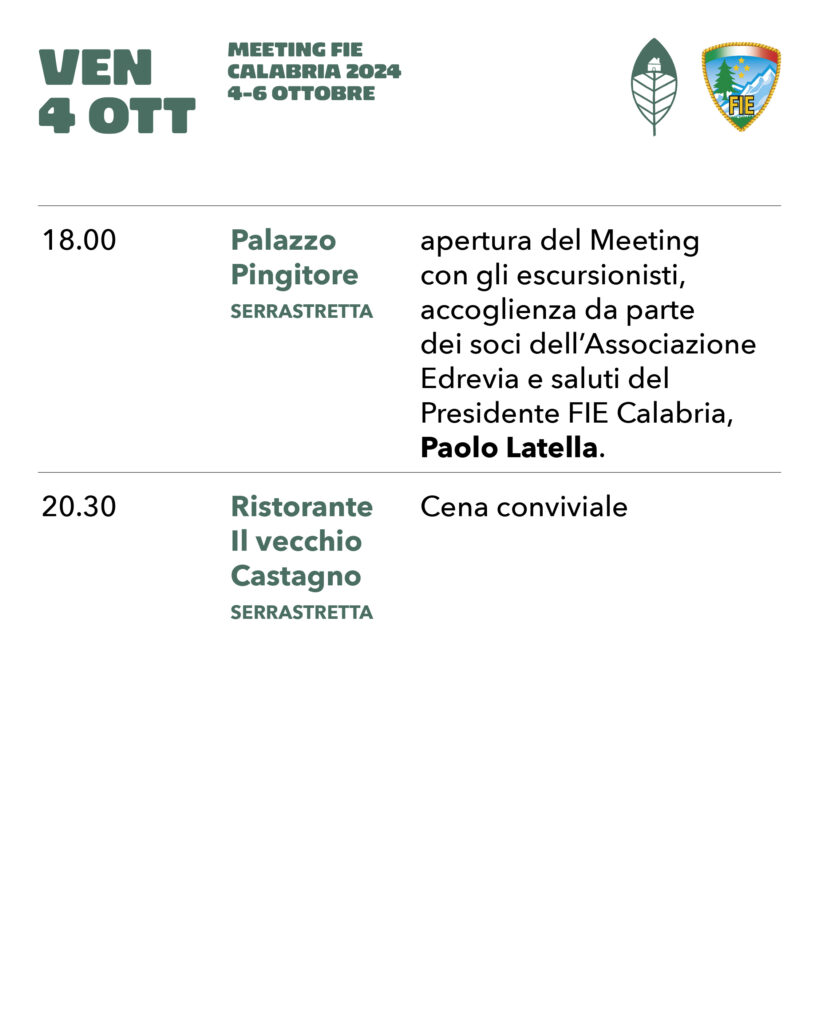 Meeting FIE Calabria 2024 programma