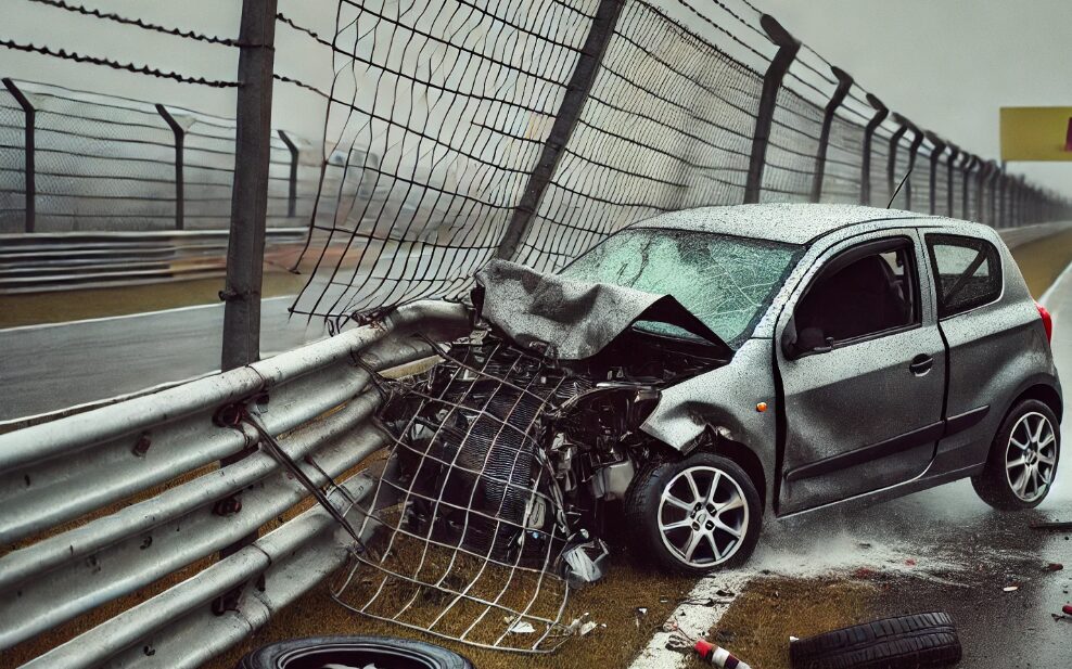 Auto contro recinzione incidente