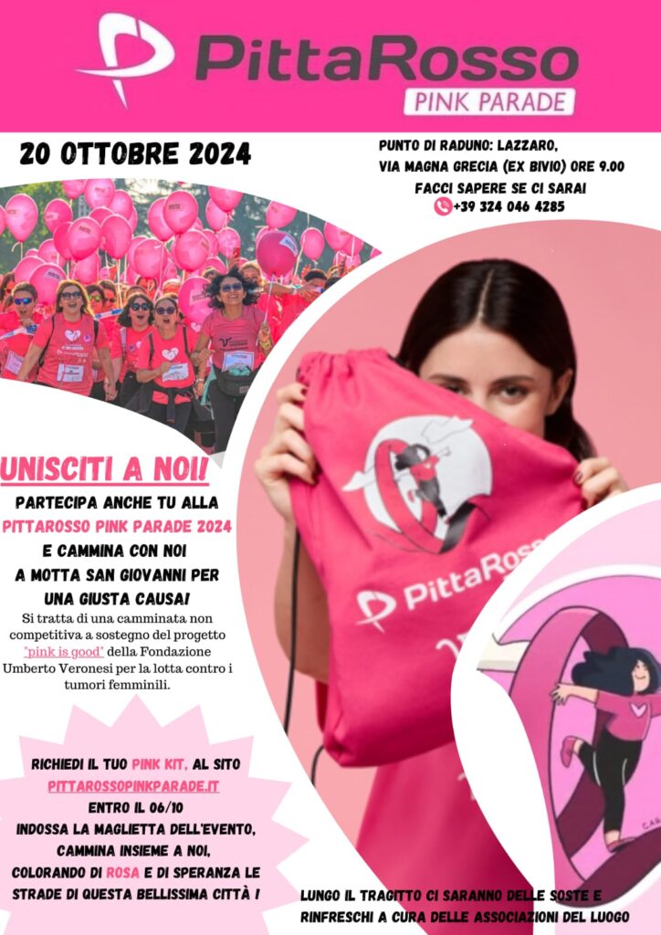 Camminata Motta San Giovanni Pittarosso pink parade contro tumori femminili