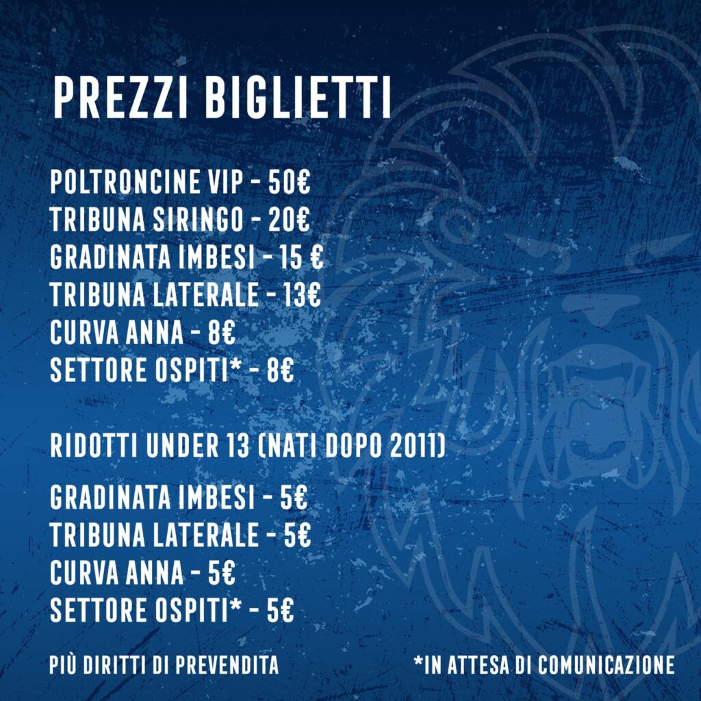 Prezzi biglietti Reggina-Siracusa