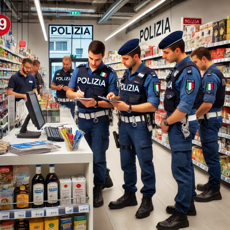 controlli polizia in un negozio