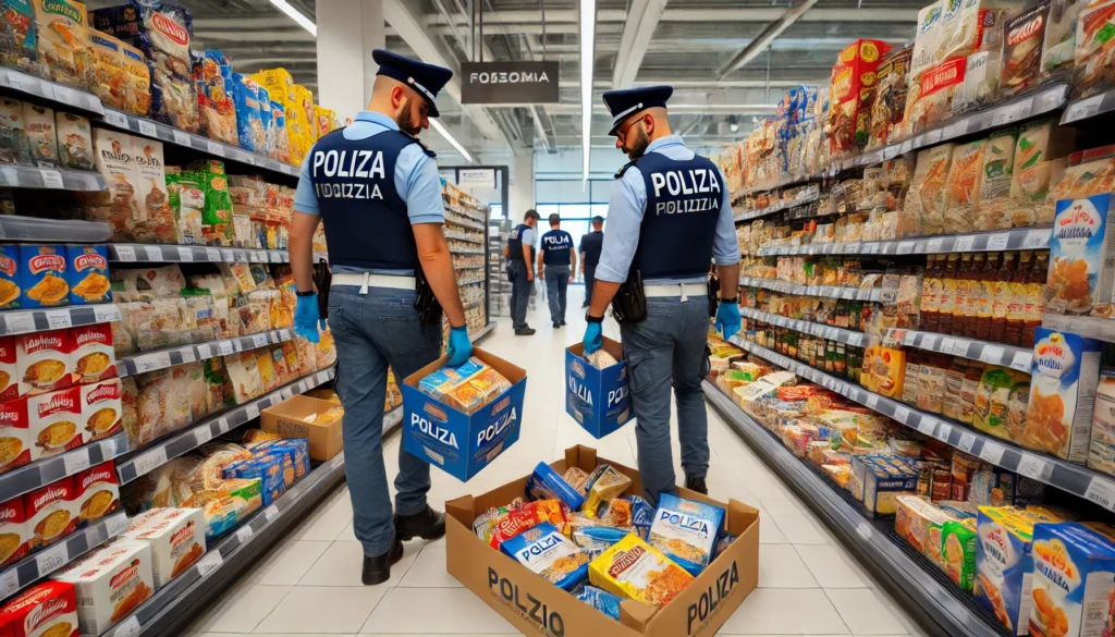 polizia sequestra alimenti in un supermercato