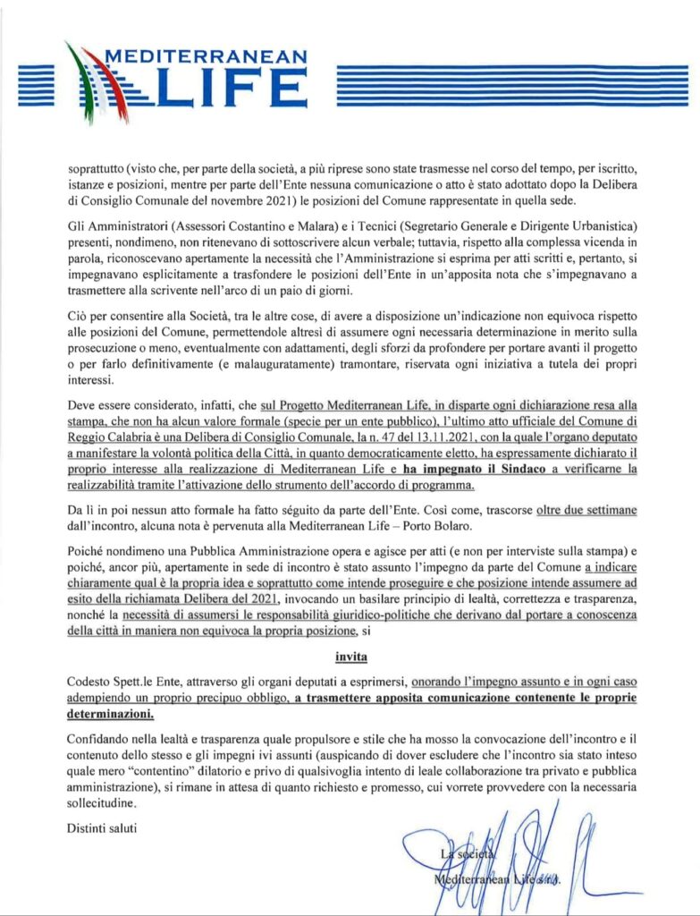 Lettera Falduto a Comune