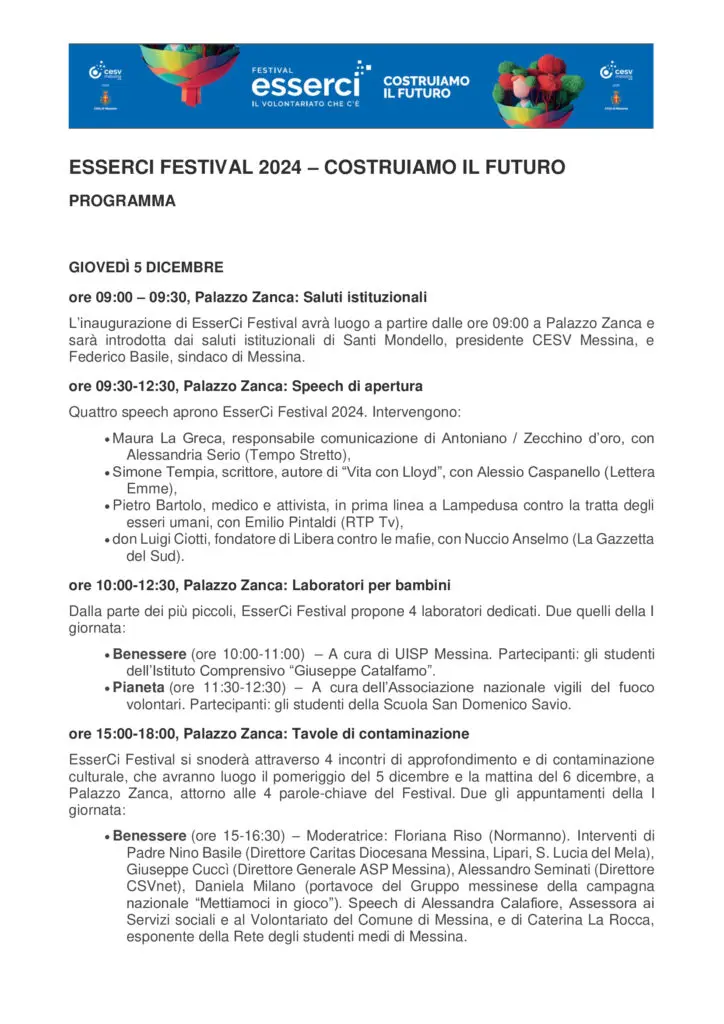 Programma esserci festival