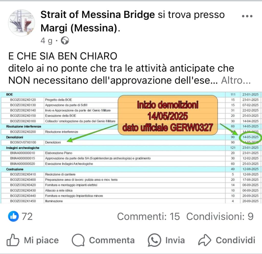 demolizioni costruzione ponte sullo stretto