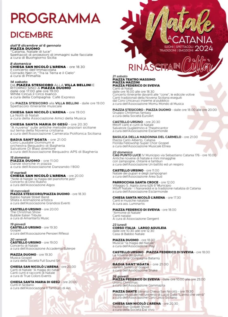 programma eventi natale catania